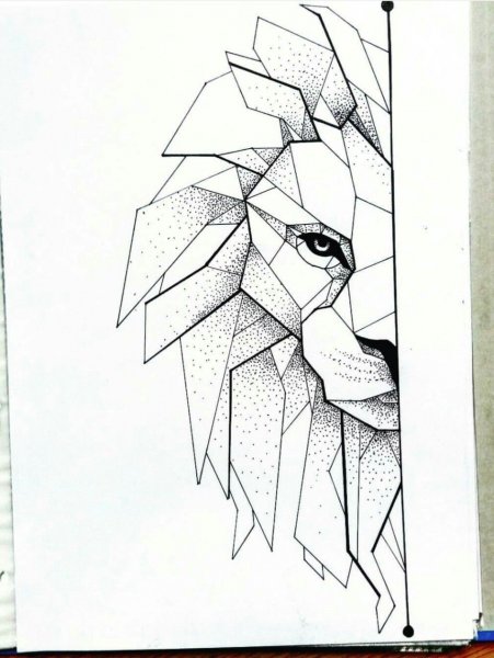 Эскиз тату Лев геометрия