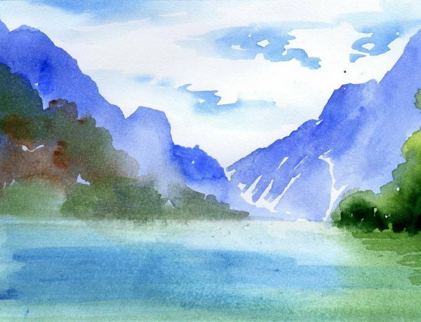 Пейзаж акварелью