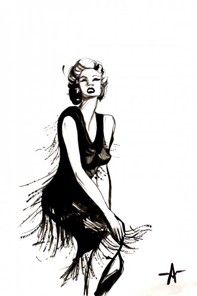 Графика тушью люди