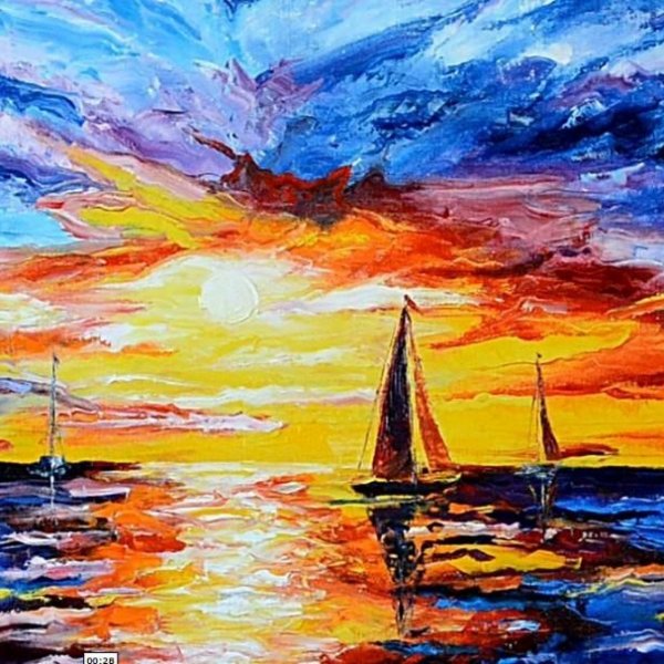 Пейзаж море красками