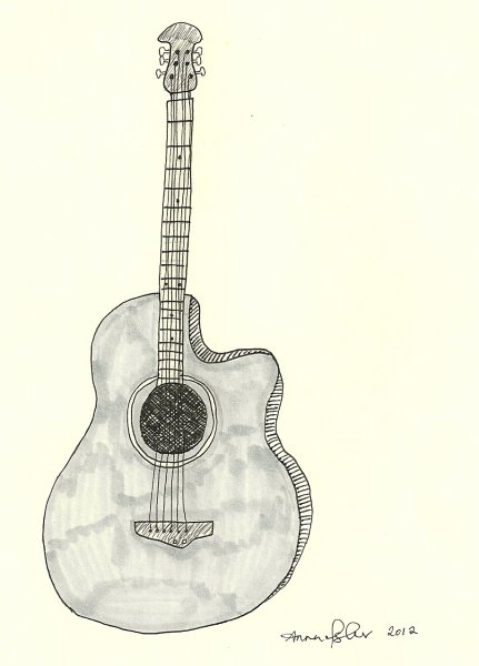 Гитара рисунок карандашом