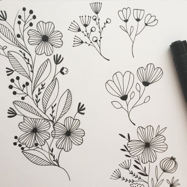 Цветы гелевой ручкой