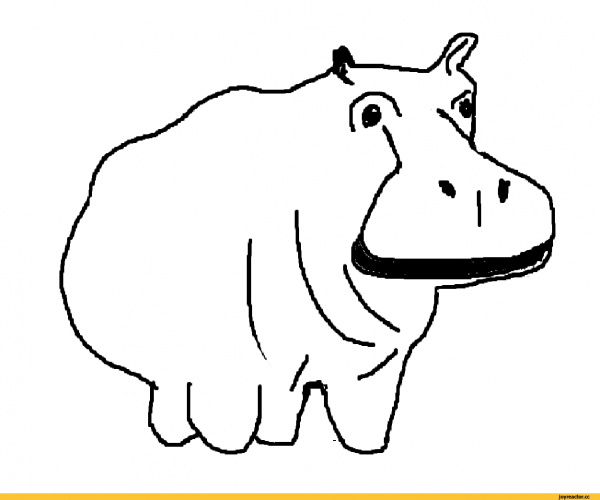 Бегемот рисунок легкий