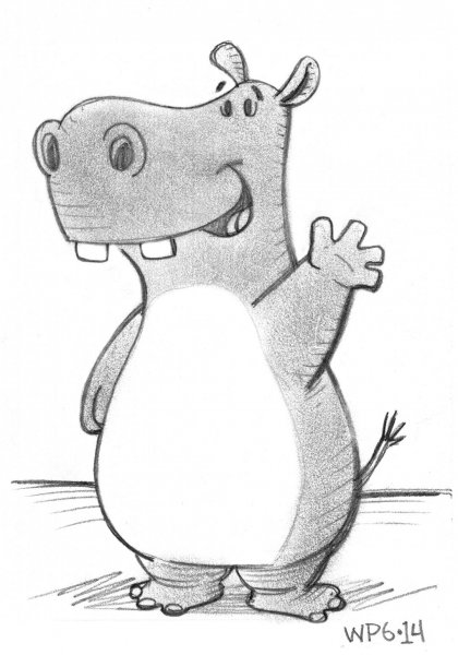 Милый Бегемотик карандашом
