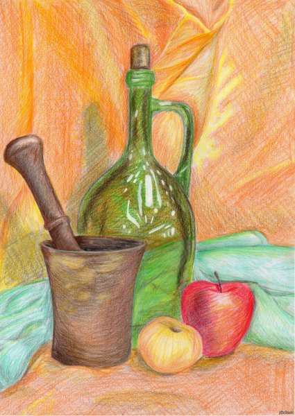 Натюрморт цветными карандашами