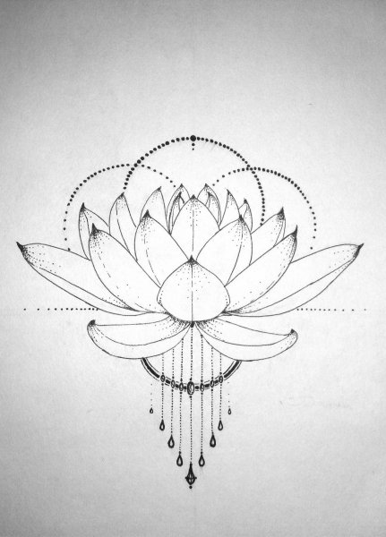Лотос лайнворк тату эскиз