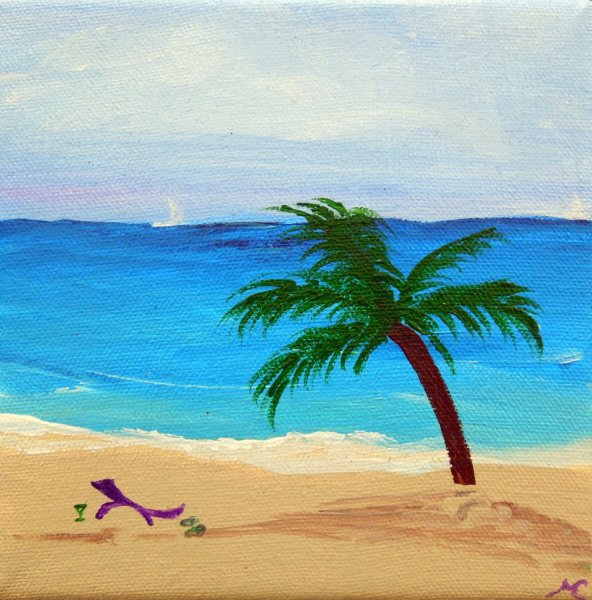 Пальма цветными карандашами