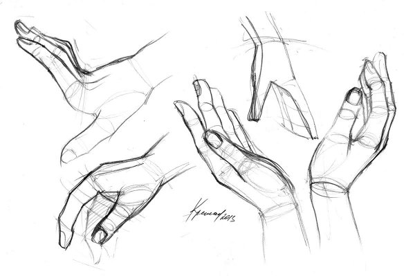 Зарисовки рук карандашом