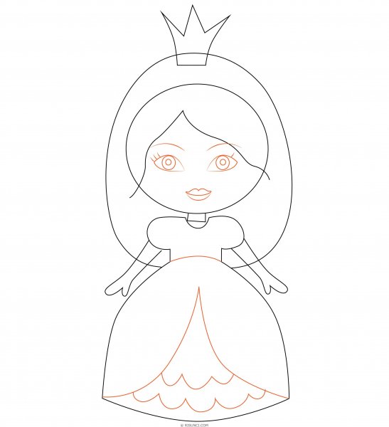 Поэтапное рисование принцессы для детей