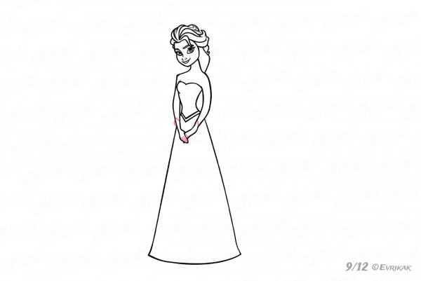 Поэтапное рисование принцессы для детей