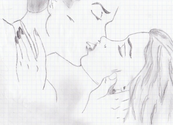 Поцелуй рисунок карандашом