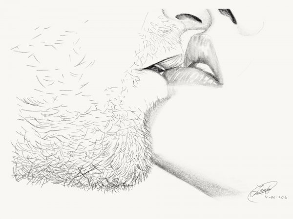 Поцелуй простым карандашом