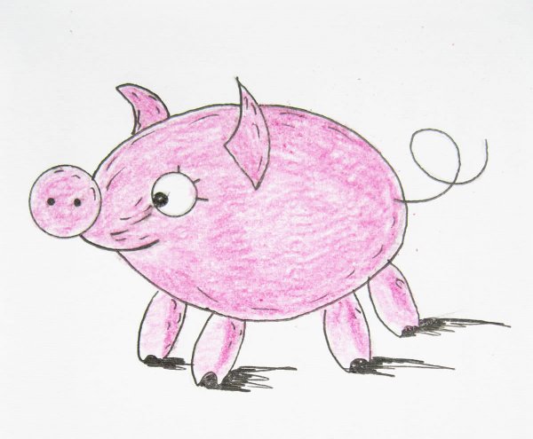 Хрюшка рисунок карандашом