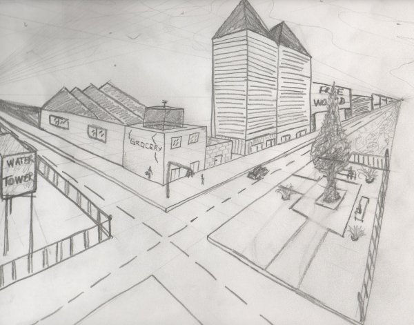 Город нарисованный карандашом