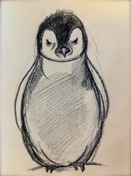 Пингвин карандашом