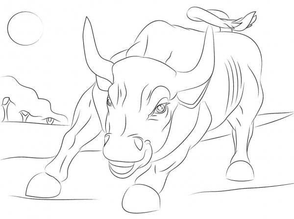 Картинка быка раскраска