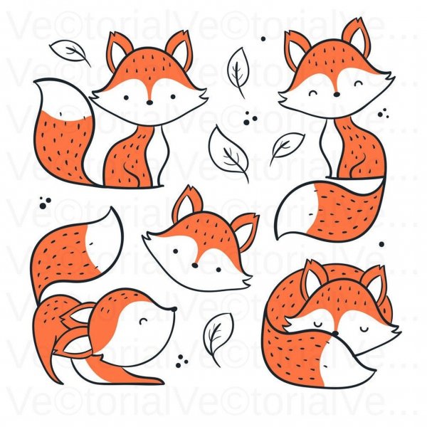 Рисунки для срисовки лёгкие лисята