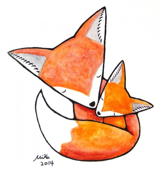 Рисунки для срисовки лисята