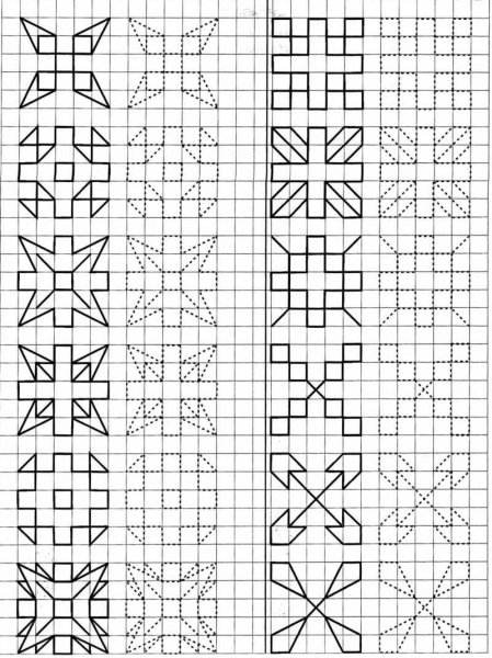Узоры по клеточкам в тетради