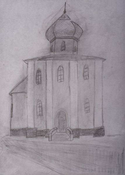 Церковь карандашом