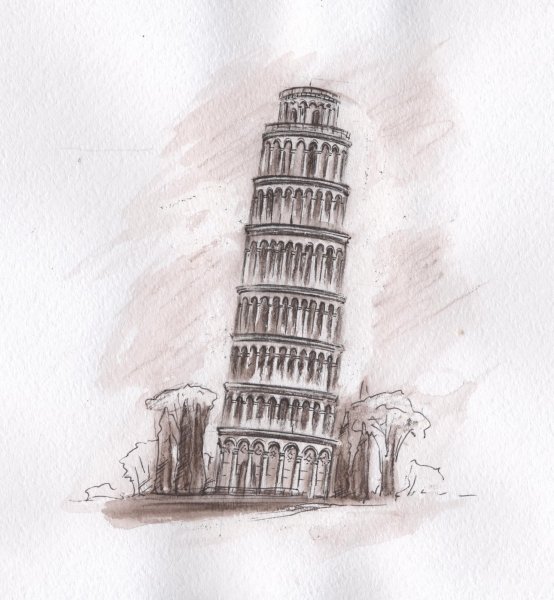 Пизанская башня для срисовки
