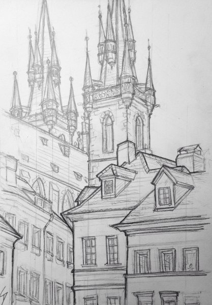Карандашные Наброски архитектуры