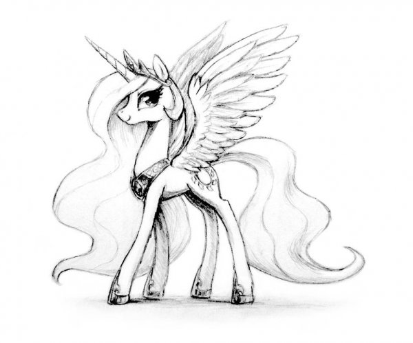 Рисунок пони принцесса Селестия карандашом