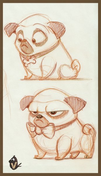 Мопс простым карандашом