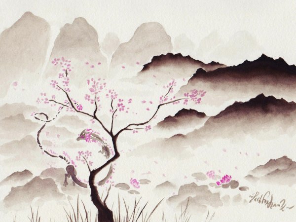 Простые пейзажи в японском стиле