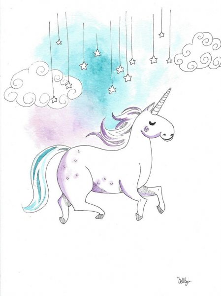 Единорог для срисовки карандашом