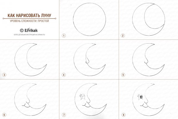 Полумесяц карандашом