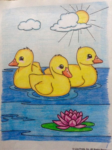 Уточка с утятами нарисовать
