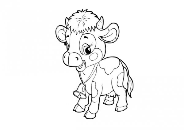 Раскраска бычок для детей новогодние