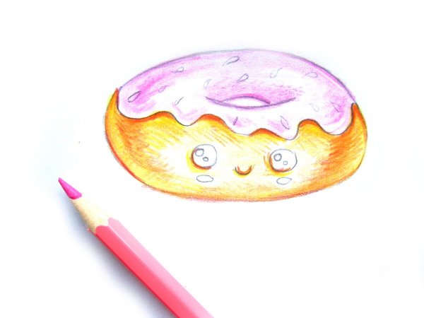 Нарисовать пончик карандашом