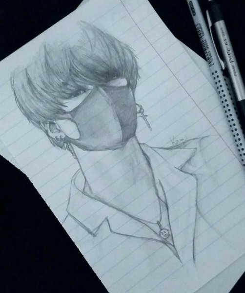 БТС карандашом в маске