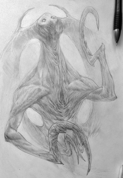 Зарисовки карандашом монстров