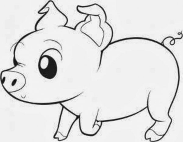 Поросенок карандашом для детей