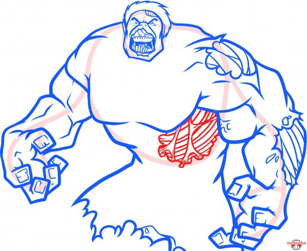 Нарисовать Халка поэтапно