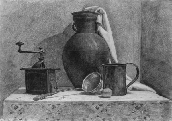 Натюрморт керамика карандашом