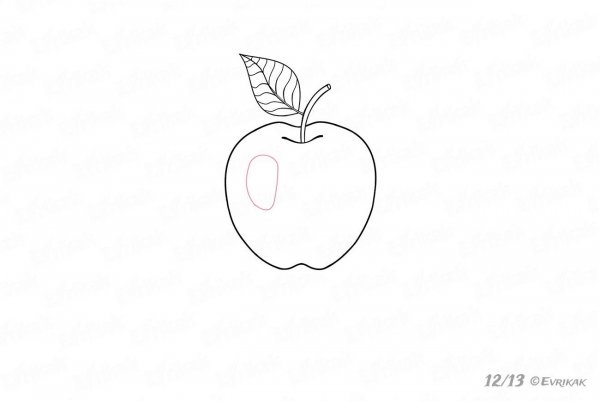 Поэтапное рисование яблока карандашом