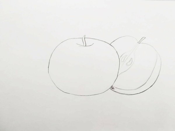 Этапы рисования яблока