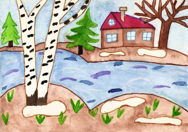 Весенний пейзаж детский