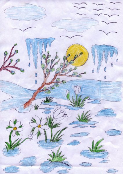 Детский рисунок Весна