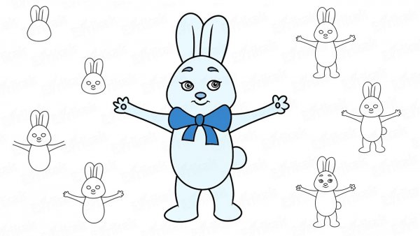 Зайка рисунок для детей карандашом