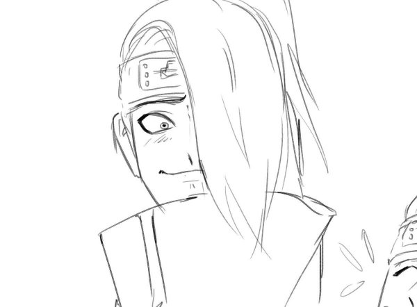 Как нарисовать Дейдару карандашом с электро глазом