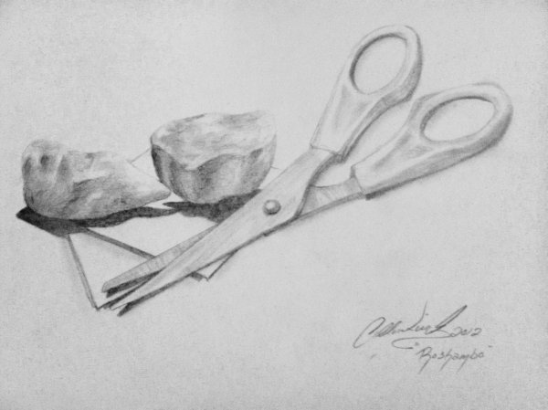 Нарисовать ножницы карандашом