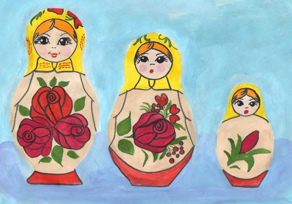 Этапы рисования матрешки