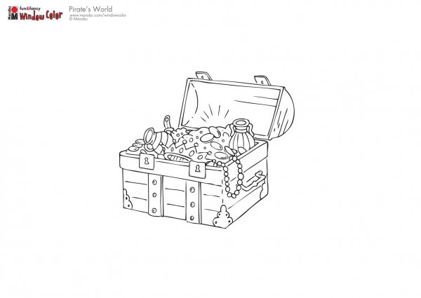 Шаблон для раскраски сундук