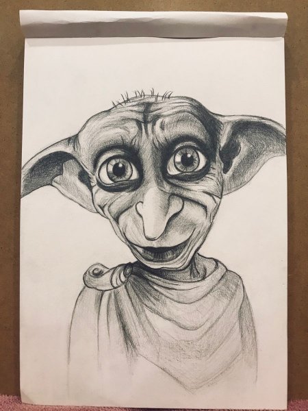 Добби рисунок карандашом просто