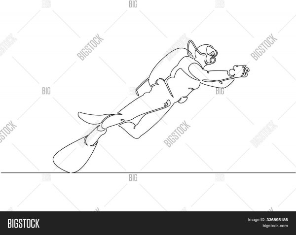 Аквалангист рисунок легко